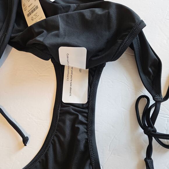 J Crew Factory Side Tie String Bikini Bottom Black Swim Plus 3x Beach Pool - Picture 3 of 6